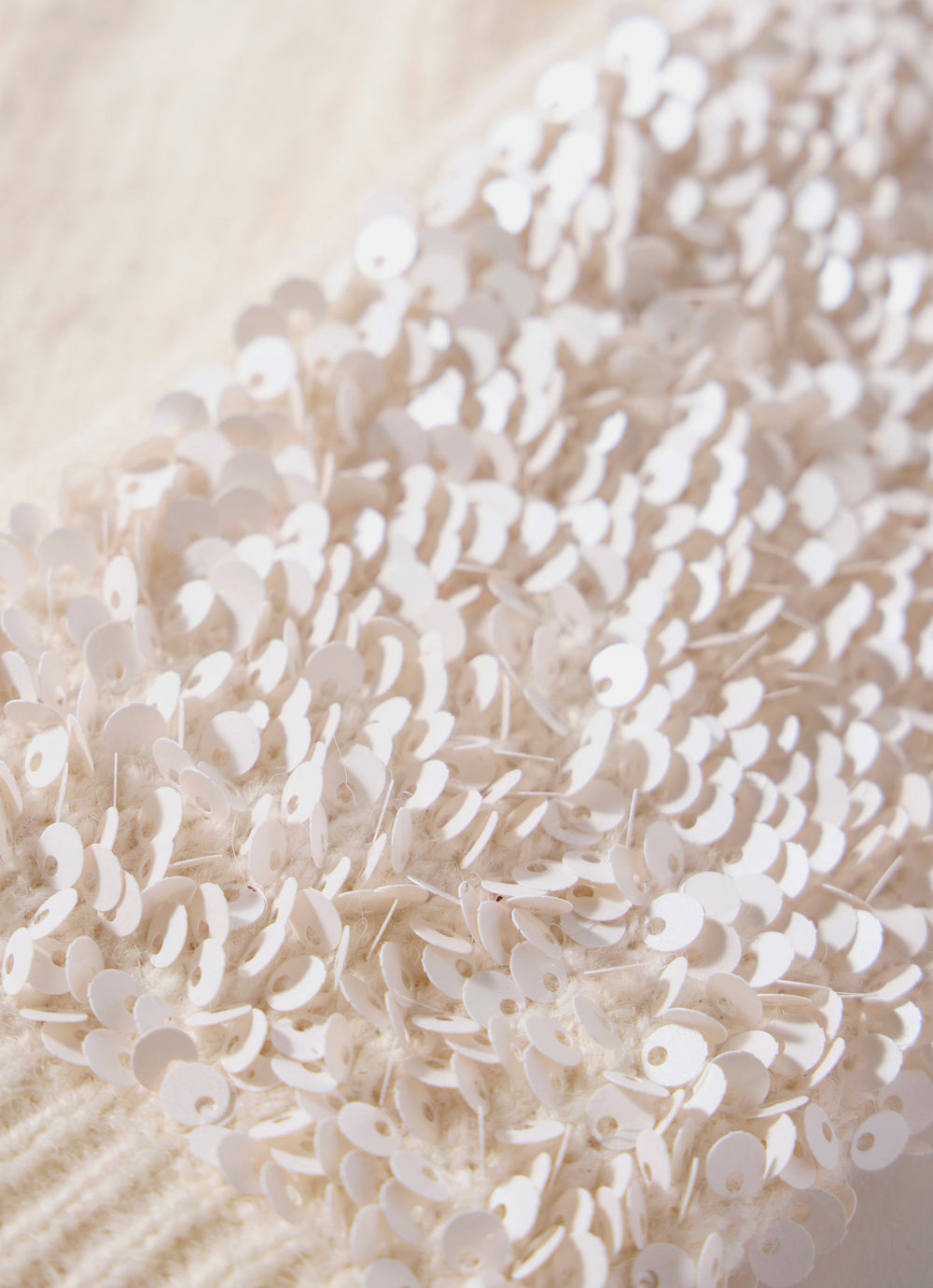 Cream Sequin Wool Blend Hand Warmers