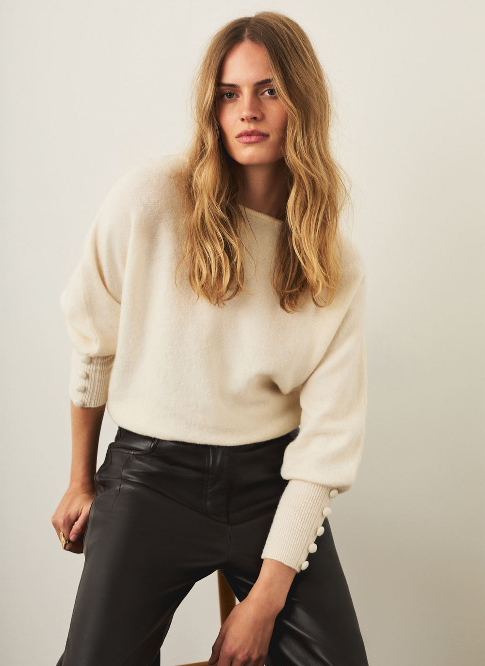 Cream Batwing Sleeve Knit Jumper