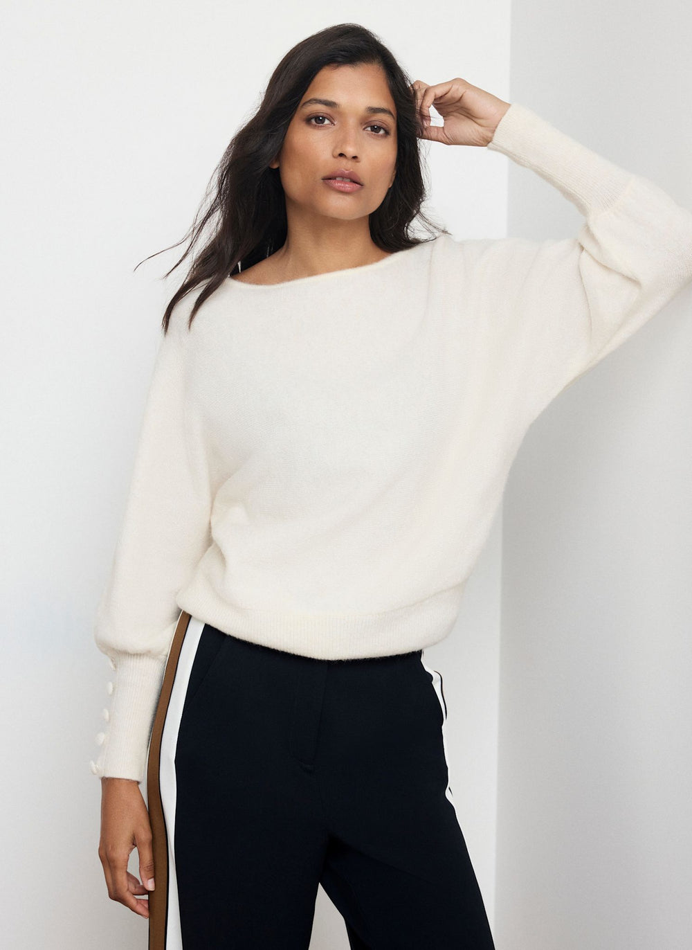 Cream Batwing Sleeve Knit Jumper