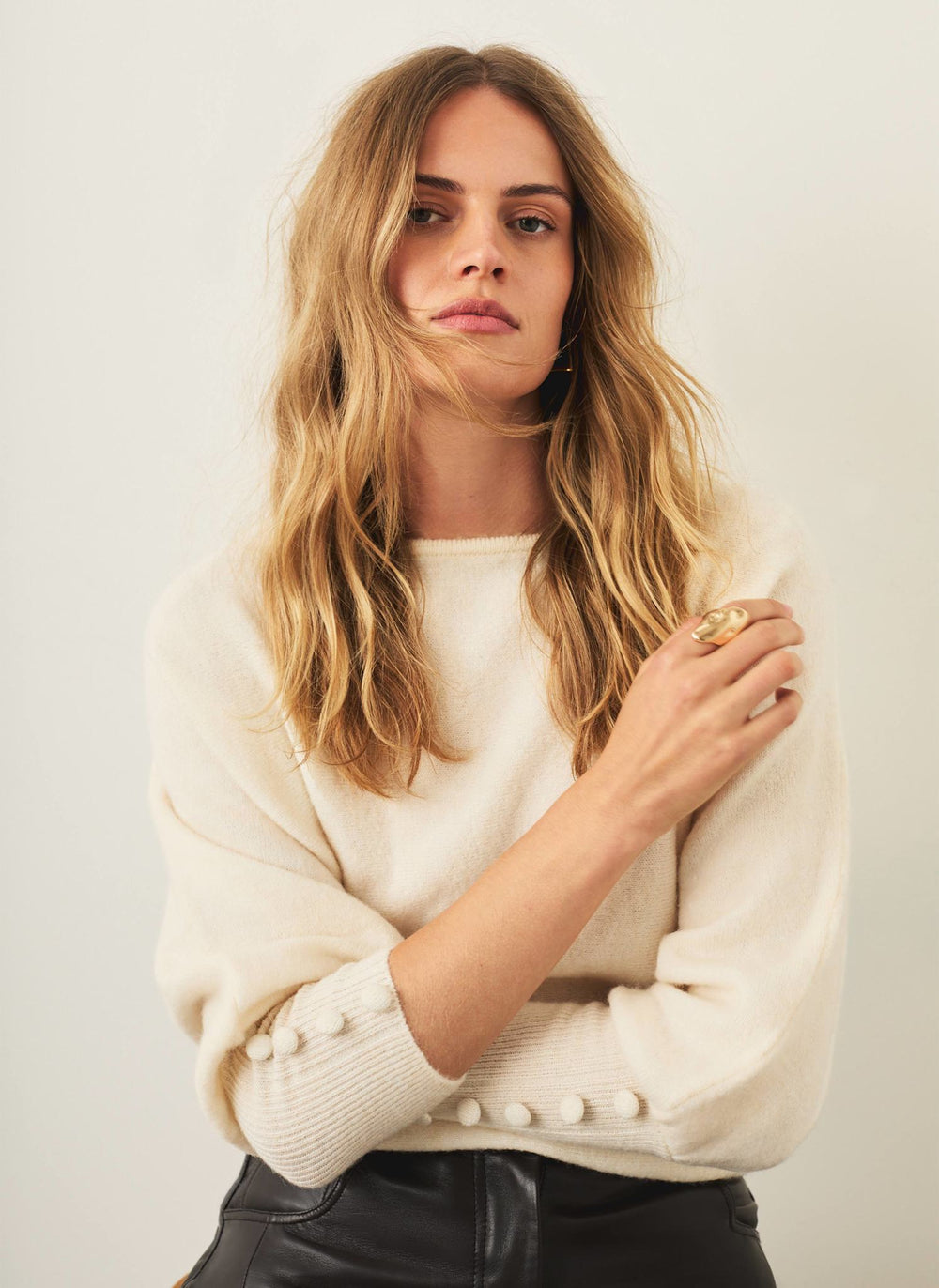 Cream Batwing Sleeve Knit Jumper