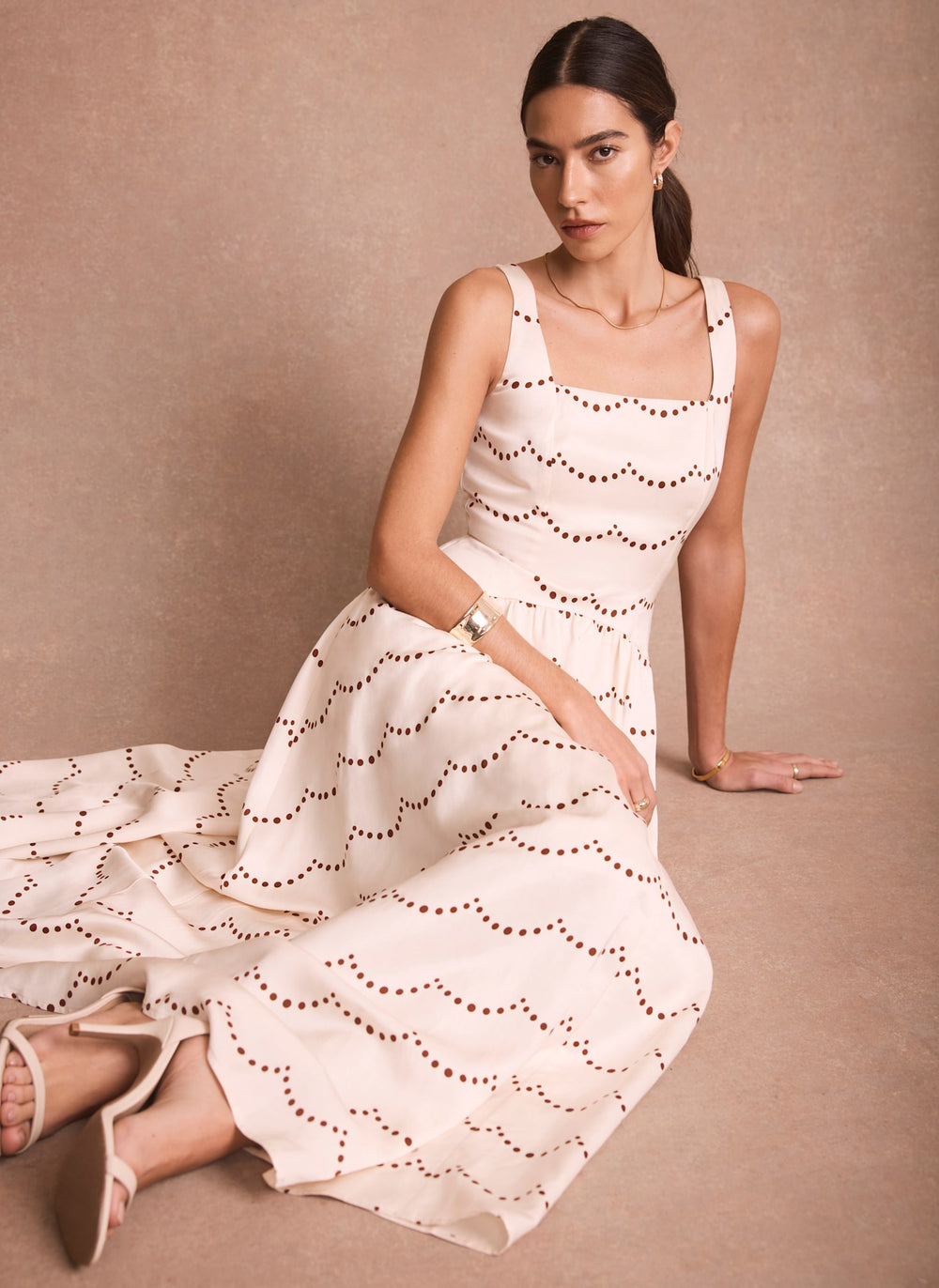 white christmas dresses Cream Spot Print Maxi Dress – Mint Velvet