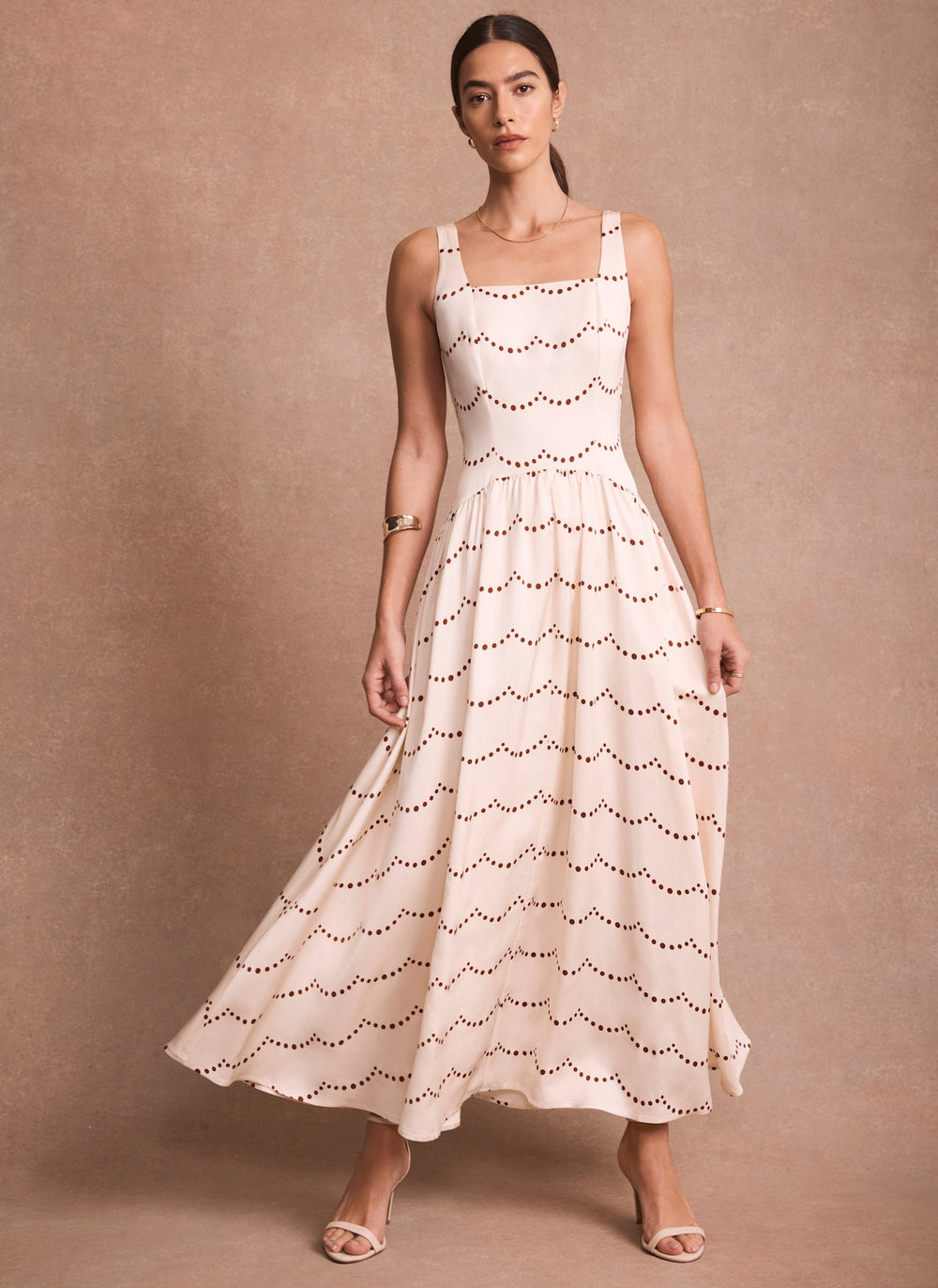 Cream Spot Print Maxi Dress