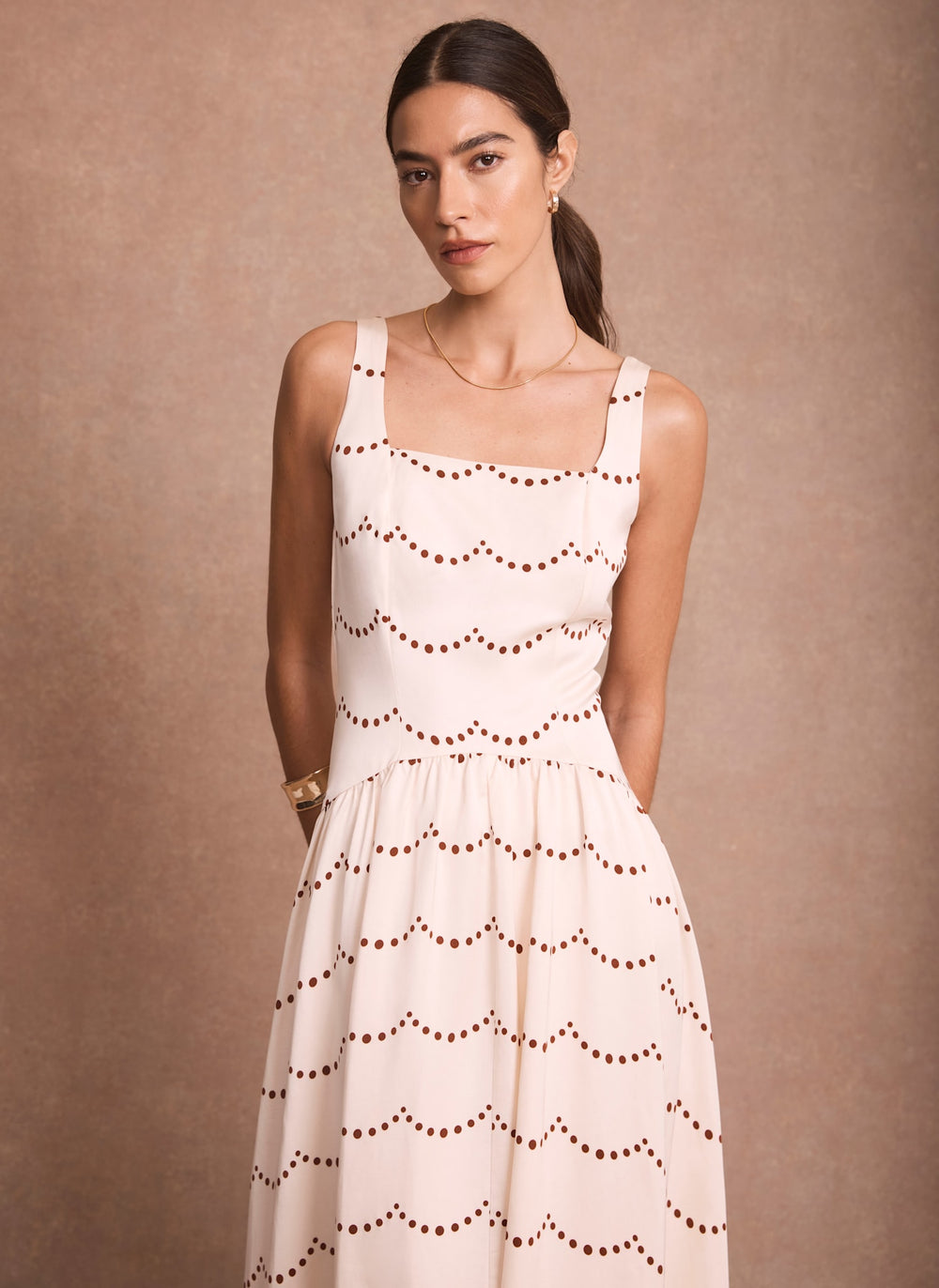 Cream Spot Print Maxi Dress  Mint Velvet