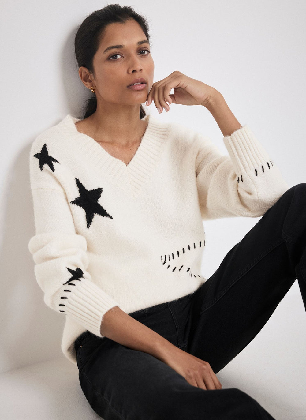 Cream Star Knit Jumper