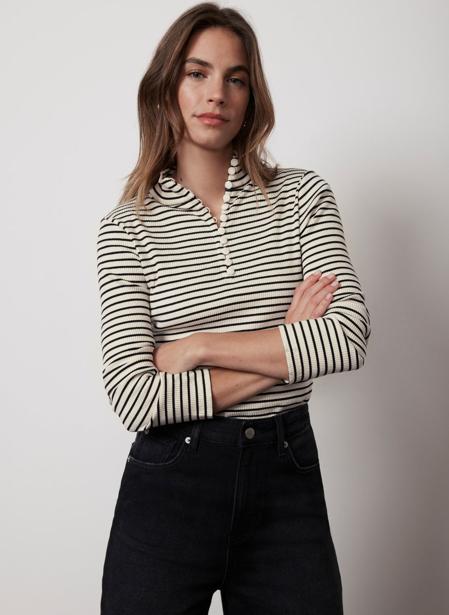 Cream Striped Long Sleeve Top – Mint Velvet