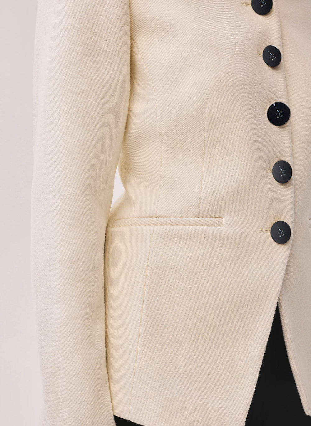 Cream Wool Blend Sculpted Jacket