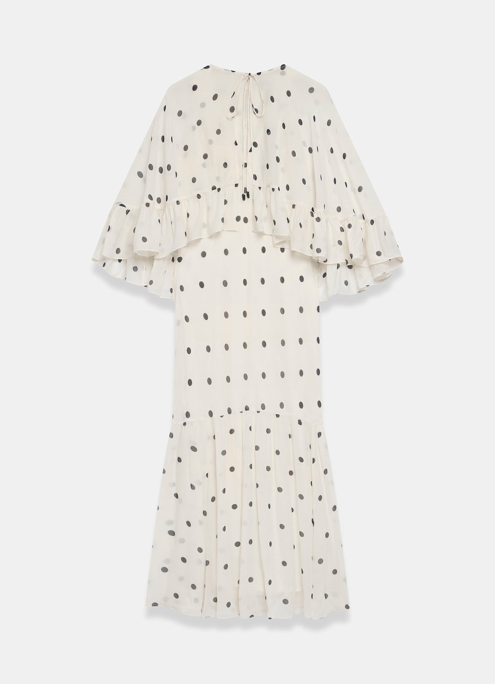 cream polka dot maxi dress Mint Velvet Cream Polka Dot Print Cape Maxi Dress | Size 10 | Cream | Long Sleeve