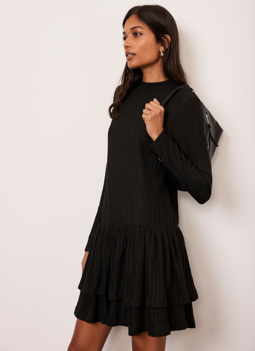 Black Crinkle Mini Dress – Mint Velvet