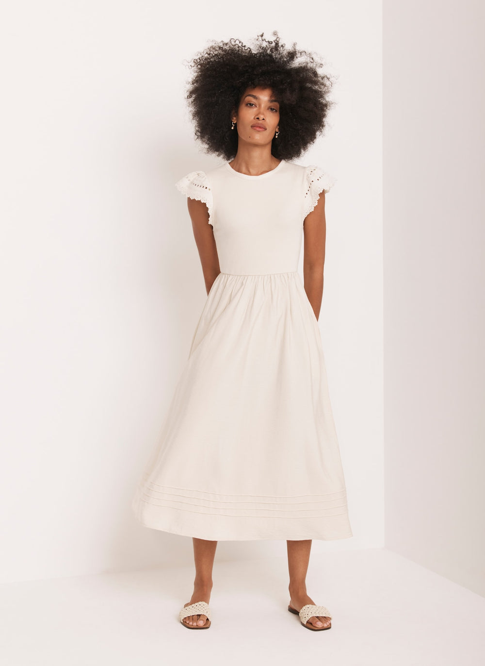white christmas dresses Patbo Natural Crochet Plunge Mini Dress