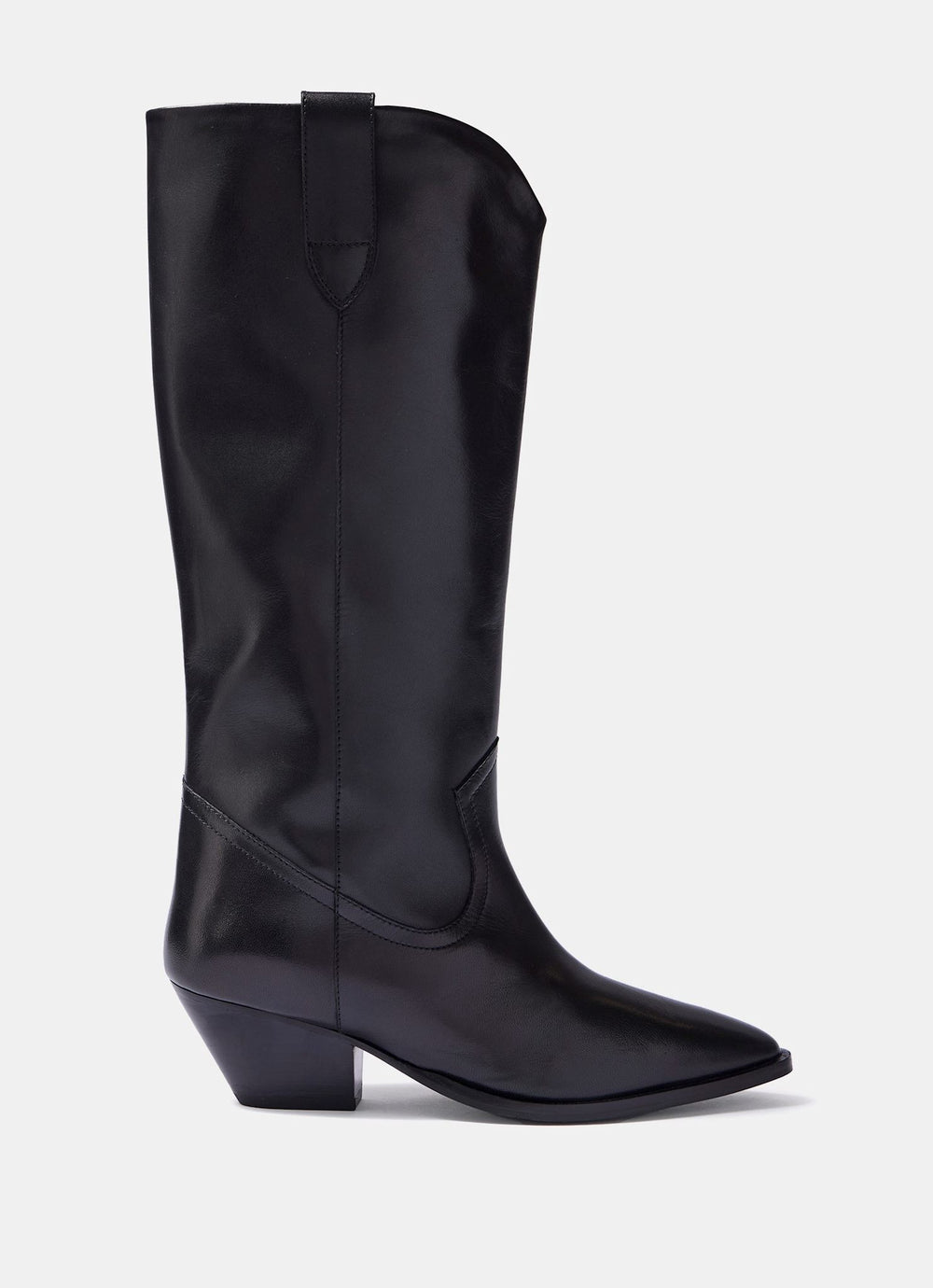 Dakota Black Leather Knee High Cowboy Boots