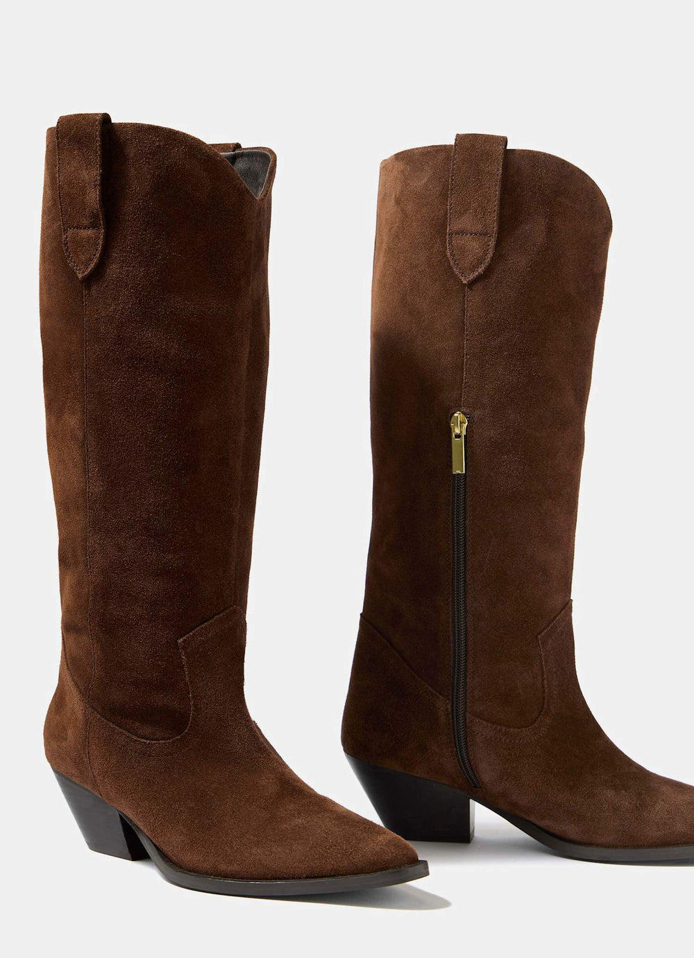 Dakota Brown Suede Knee High Cowboy Boots