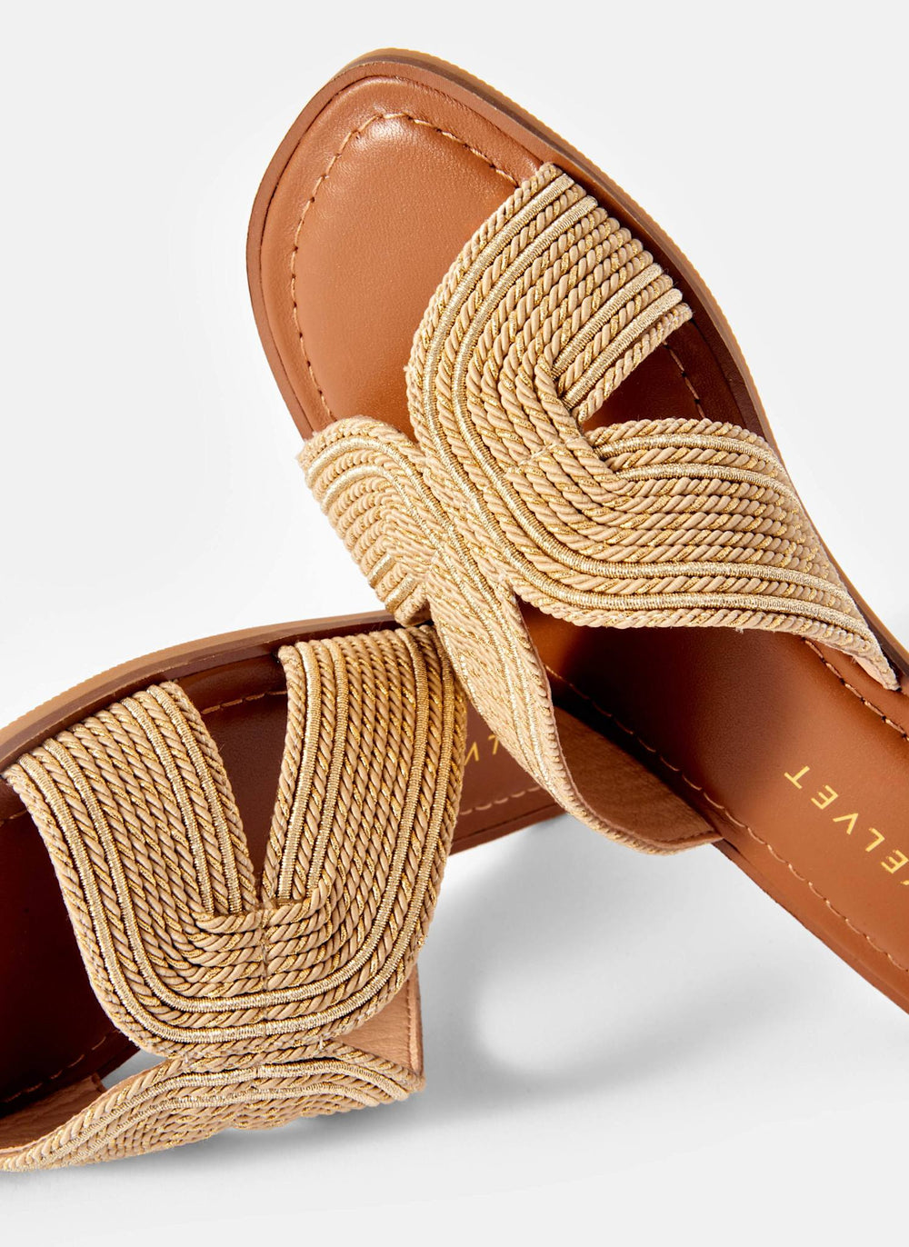 Darcie Gold Rope Flat Sandals