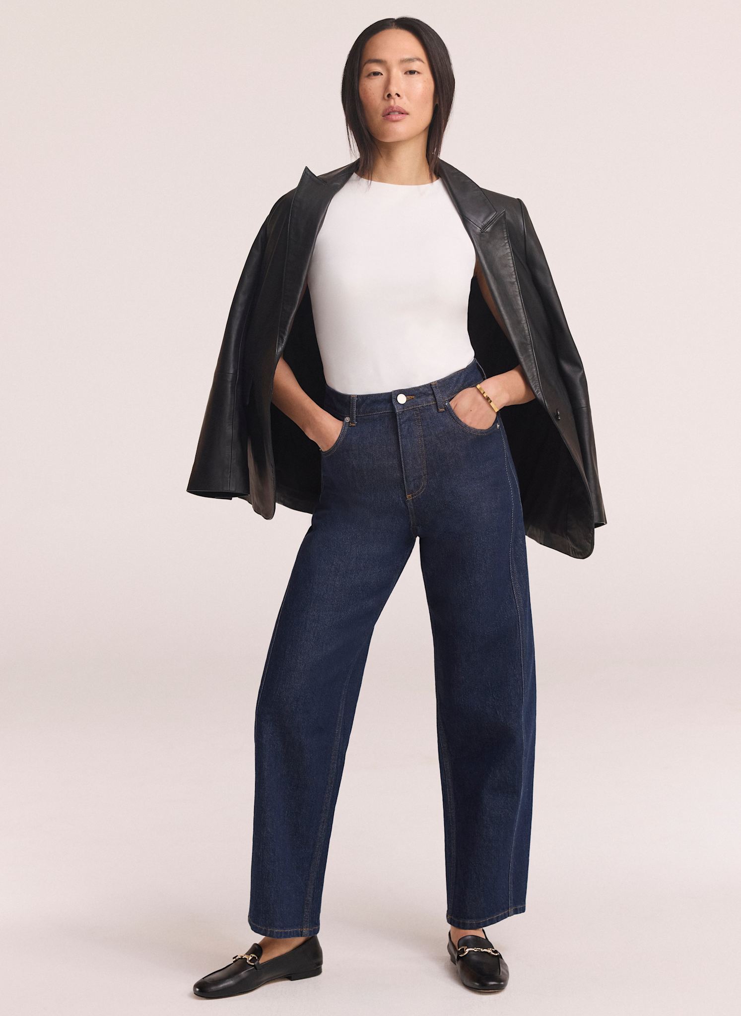 Dark Indigo Barrel Leg Jeans
