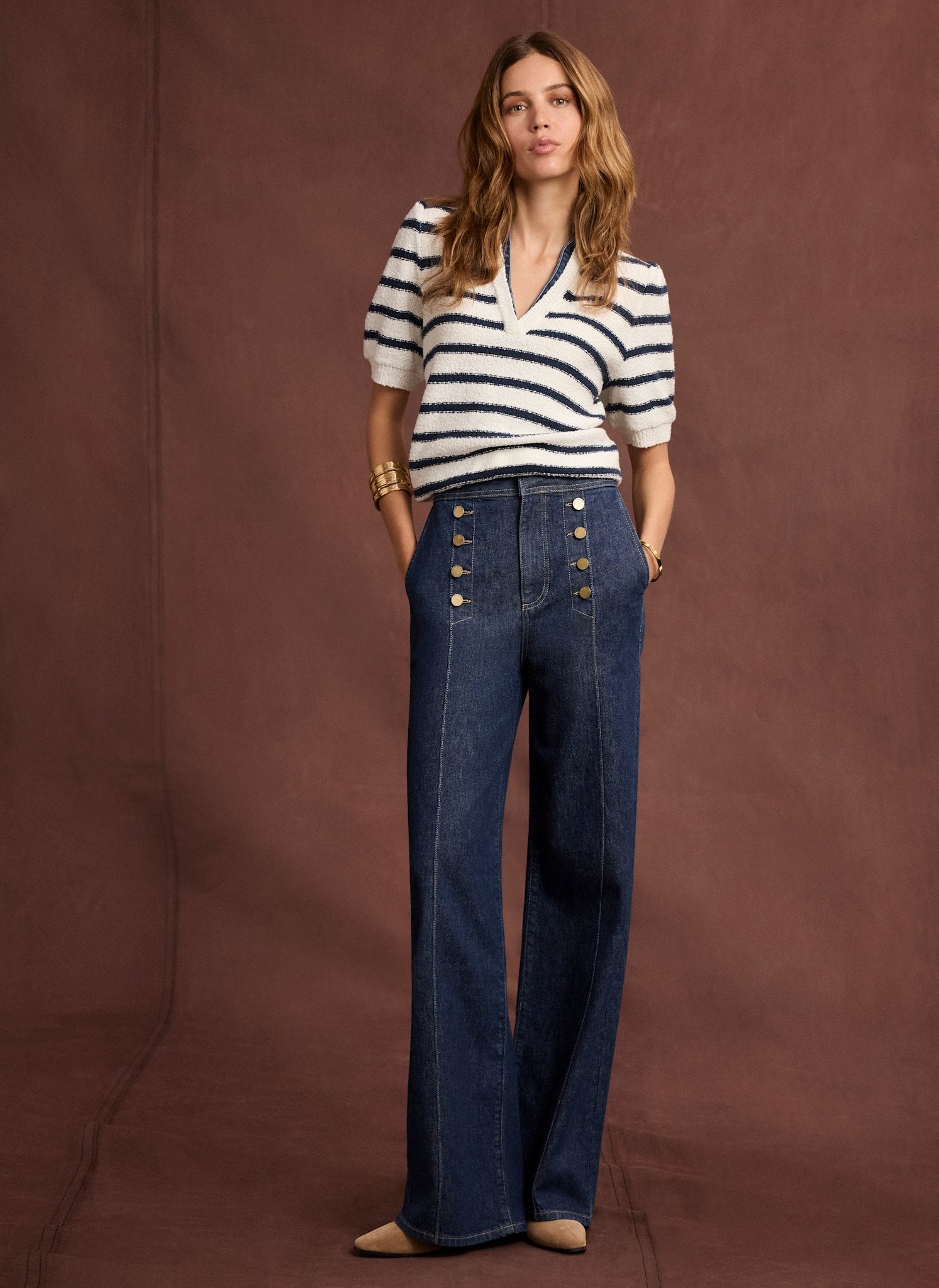 Dark Indigo Button Front Tailored Jeans – Mint Velvet