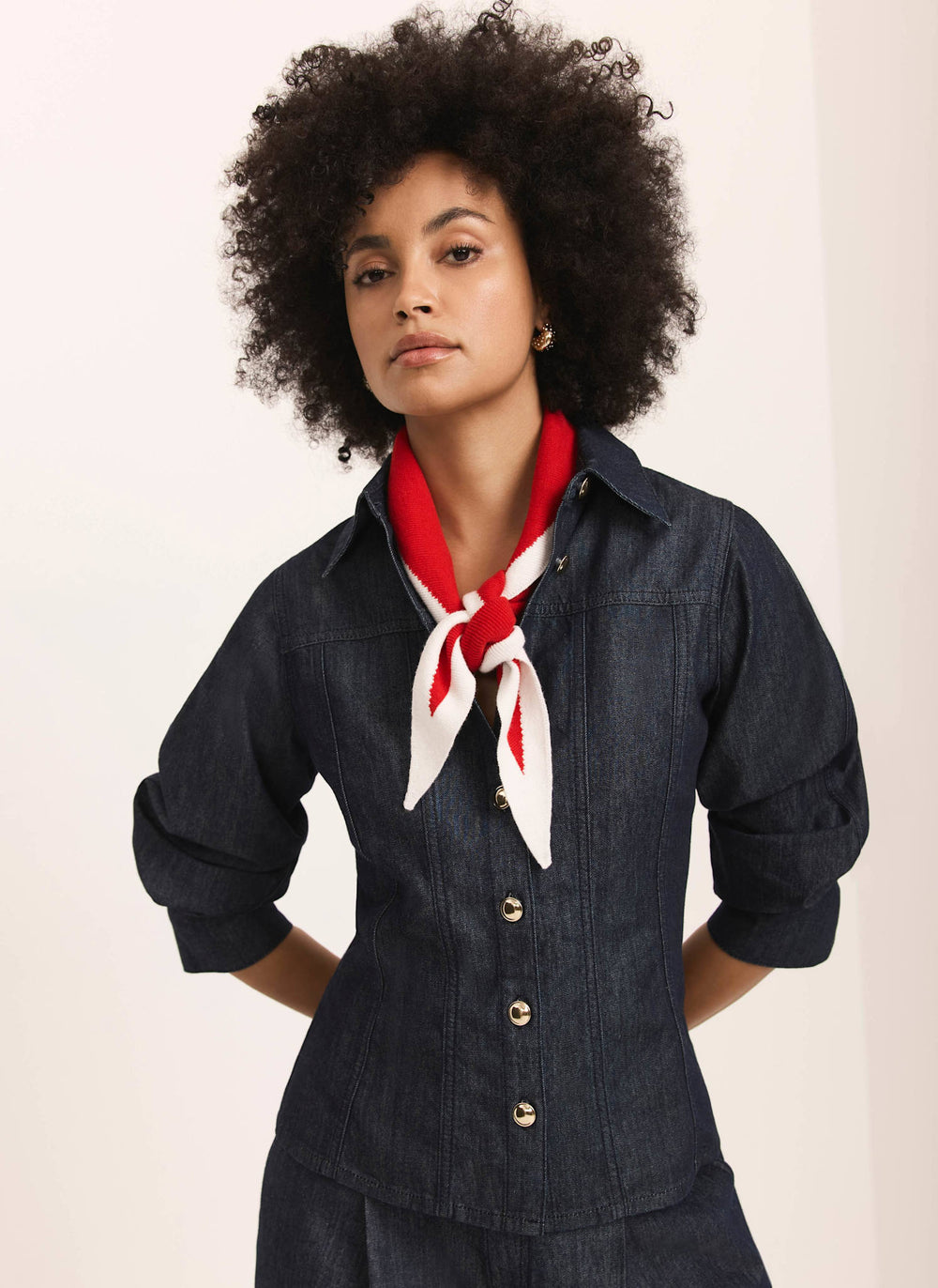Dark Indigo Denim Fitted Shirt