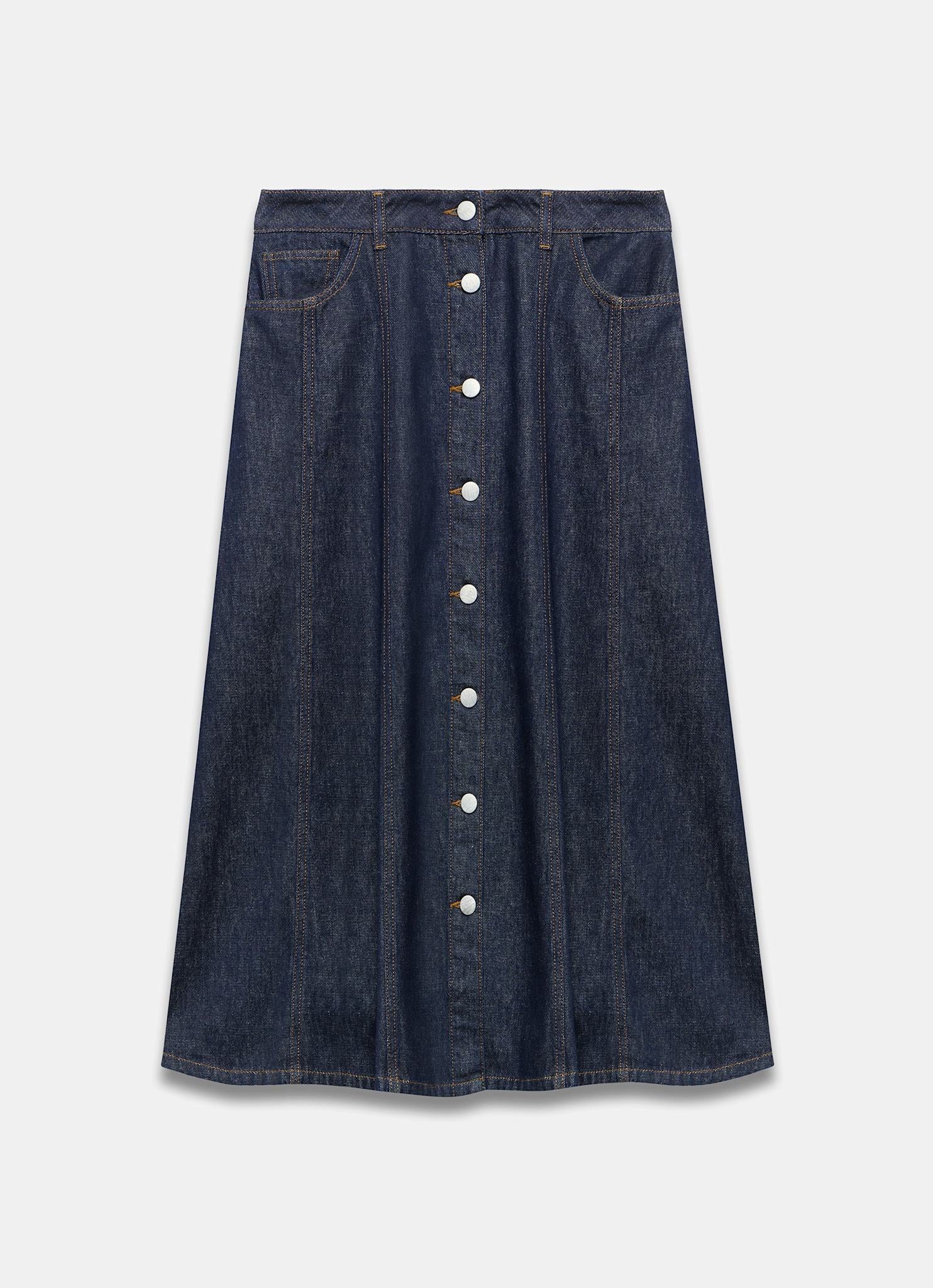 Dark Indigo Denim Midi Skirt – Mint Velvet
