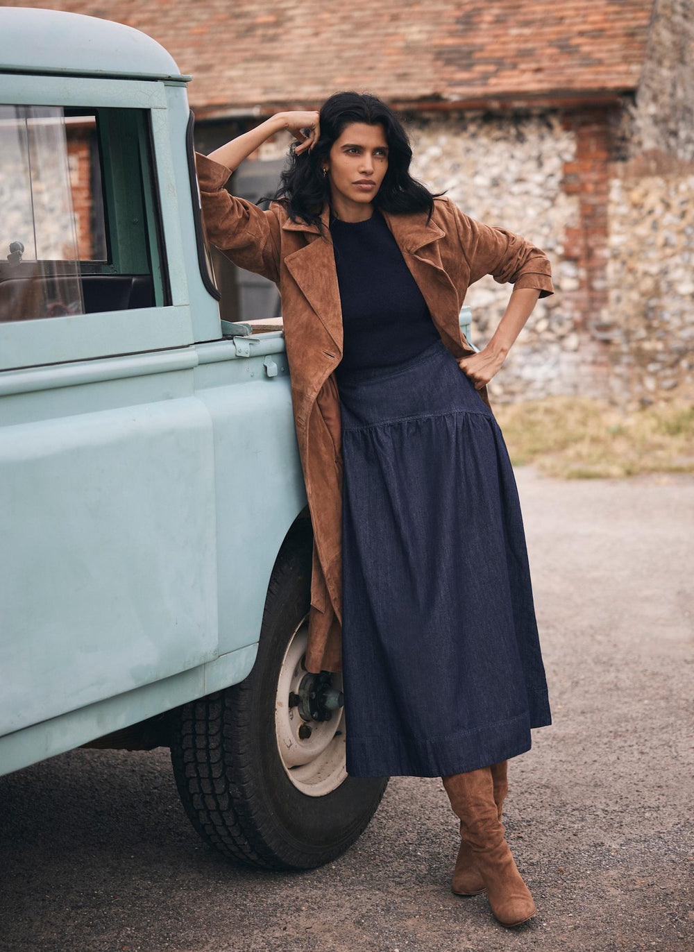 Dark Indigo Denim Maxi Skirt