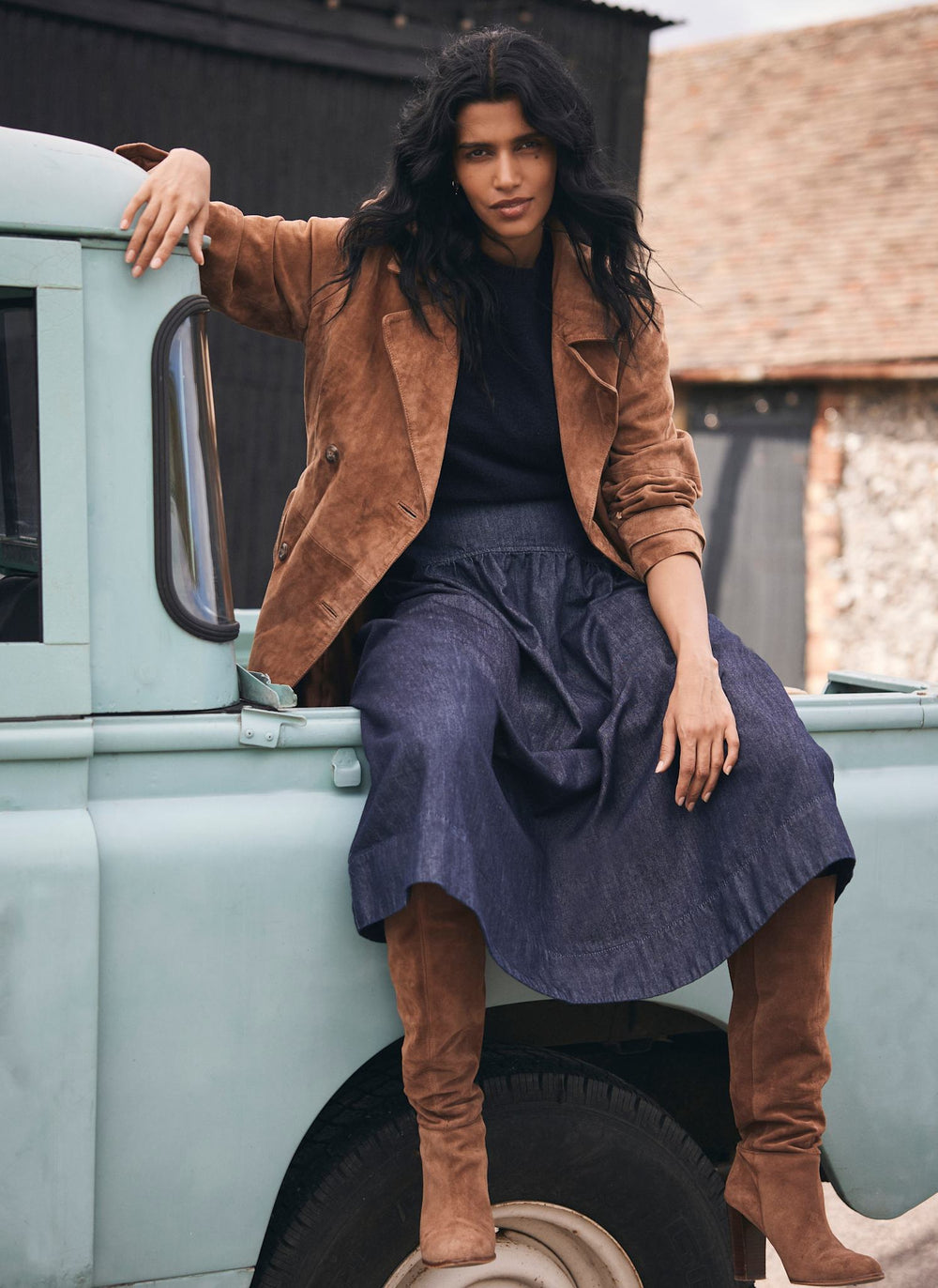 Dark Indigo Denim Maxi Skirt