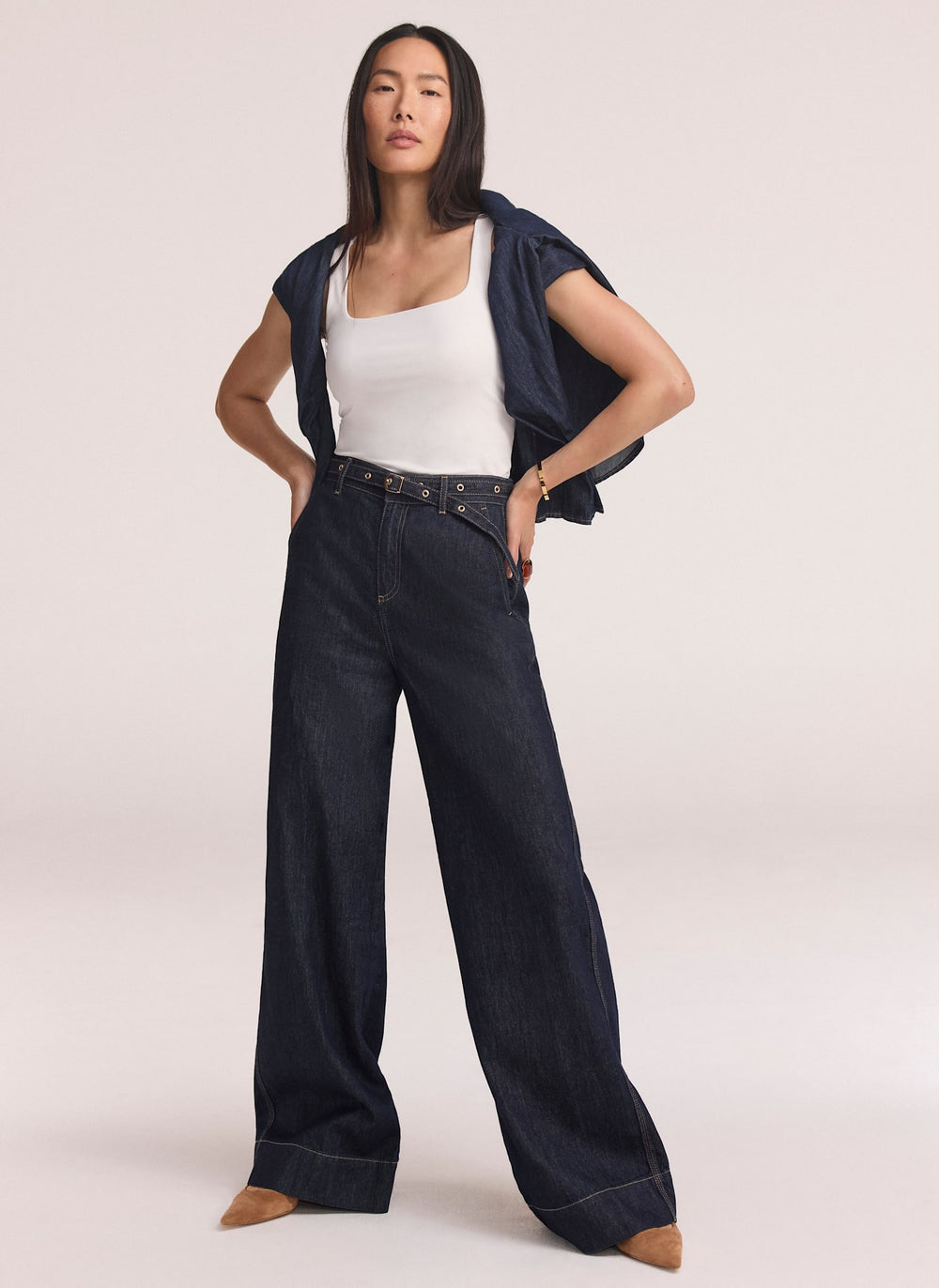 Dark Indigo Clean Wide Jeans