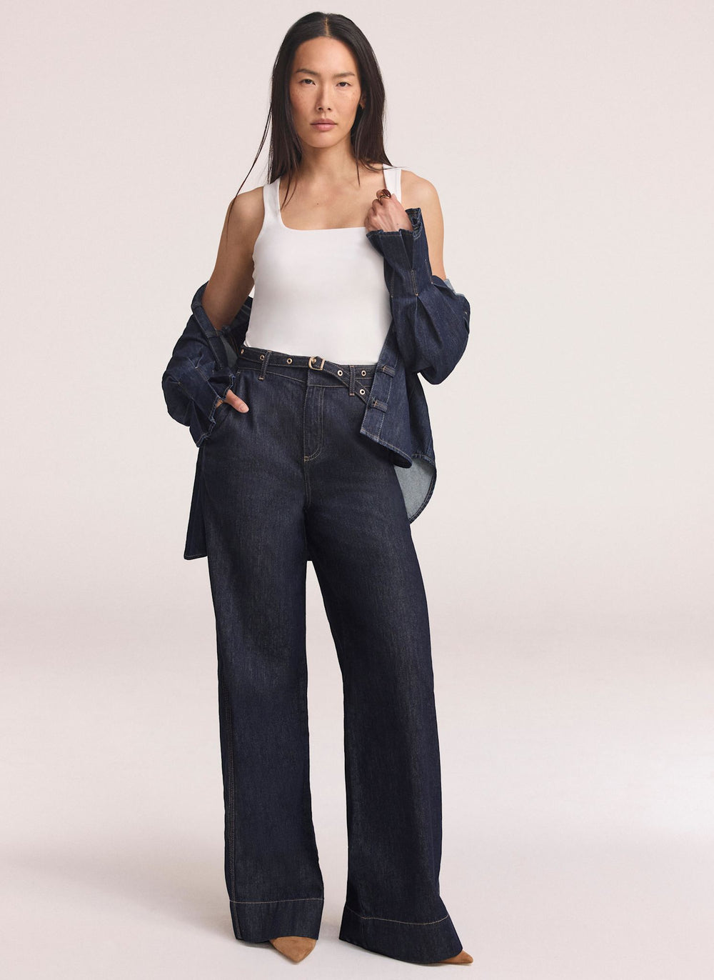 Dark Indigo Clean Wide Jeans