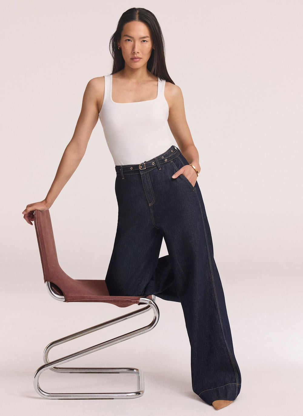 Dark Indigo Clean Wide Jeans