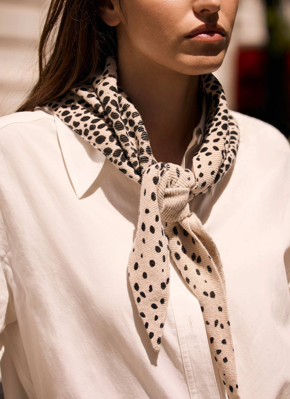 Neutral Animal Print Knit Scarf