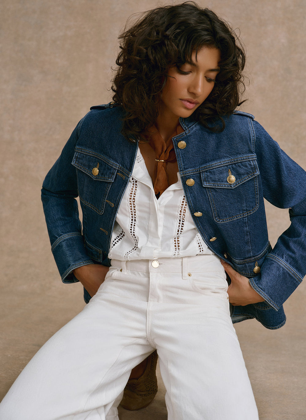 Indigo Denim Military Jacket