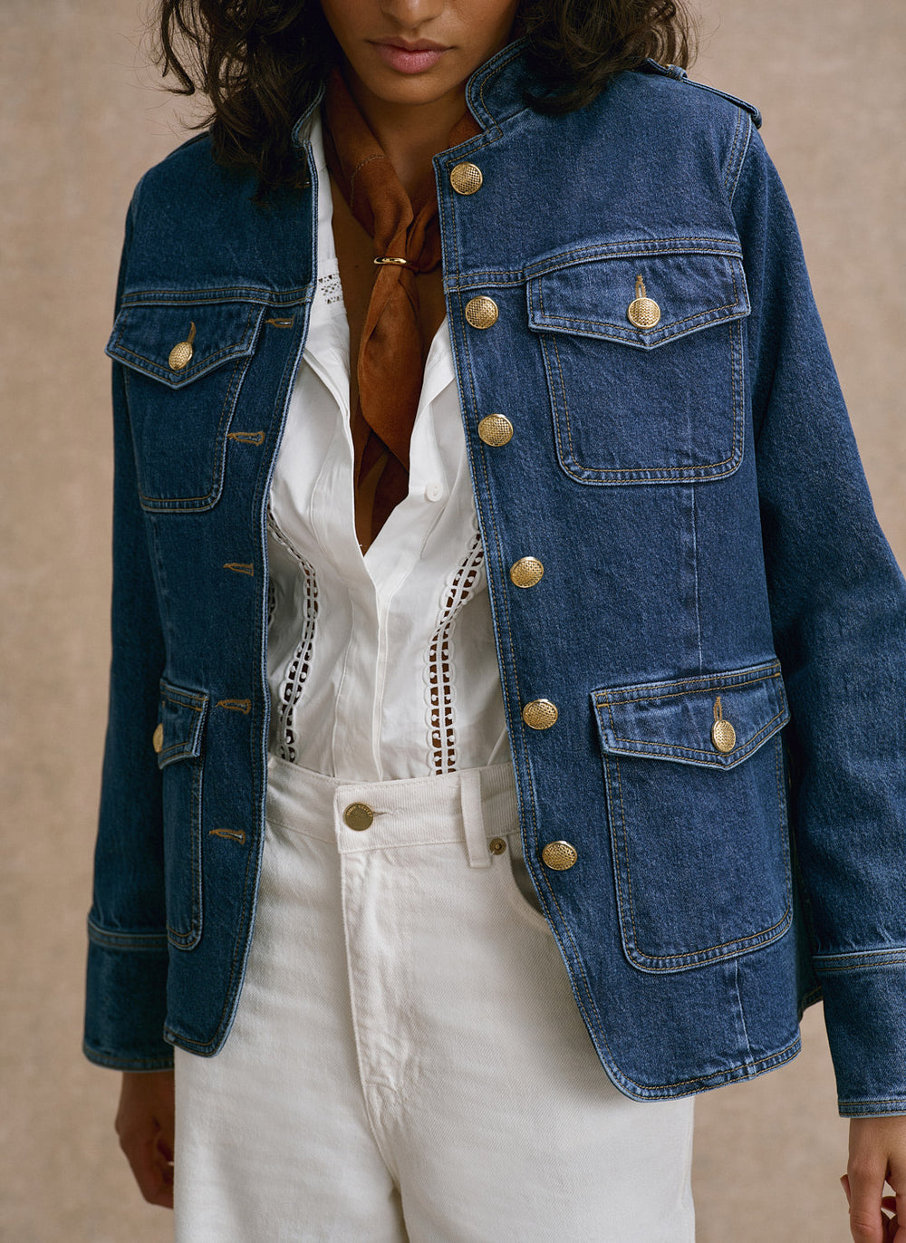 Indigo Denim Military Jacket