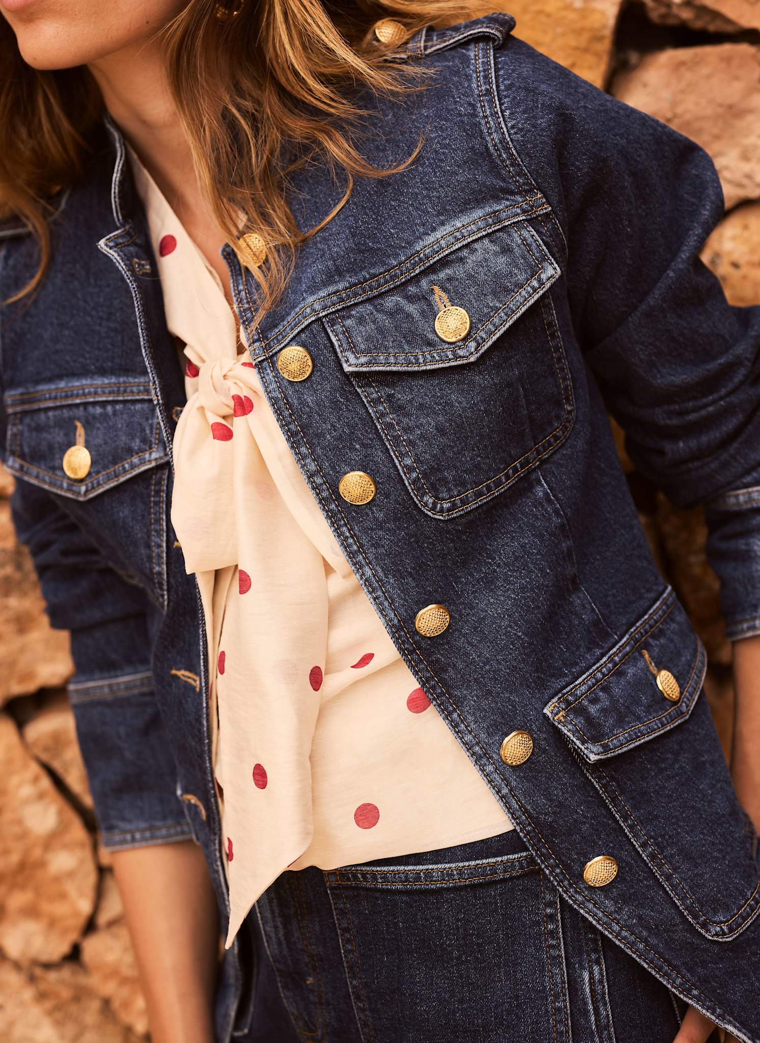 Indigo Denim Military Jacket – Mint Velvet