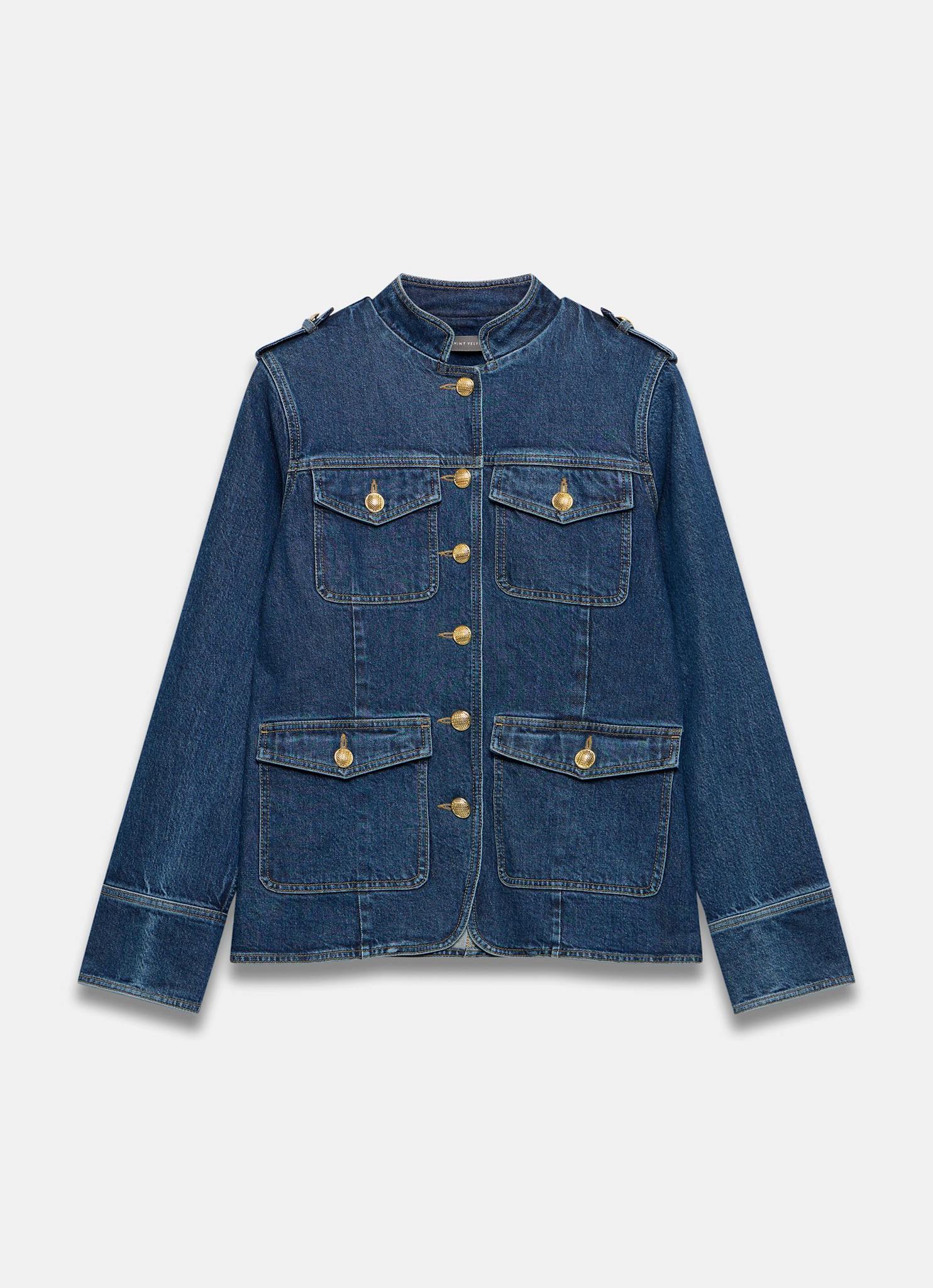 Indigo Denim Military Jacket – Mint Velvet