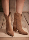 Dol Neutral Suede Cowboy Ankle Boots (Image 0)