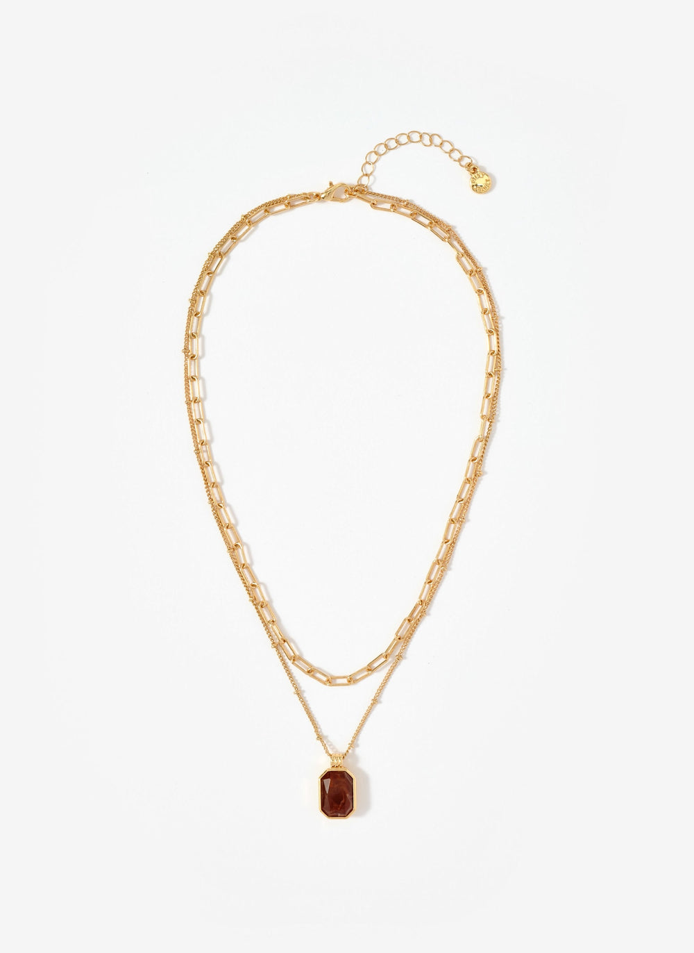 Gold Tone Layered Stone Necklace