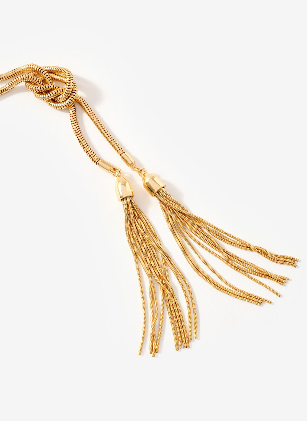 Gold Tone Double Tassel Necklace