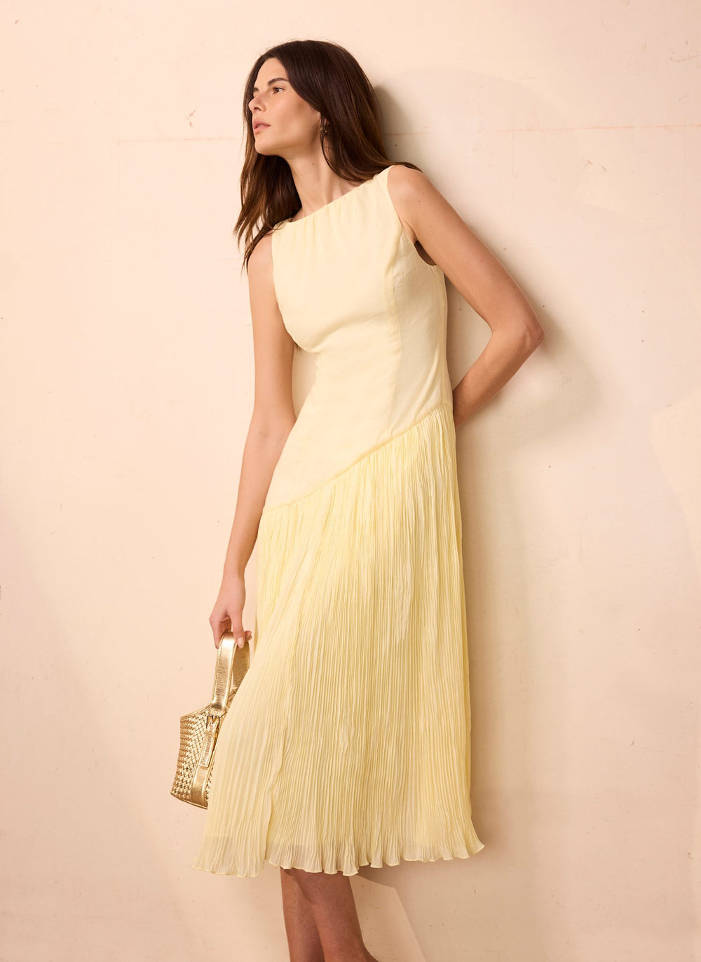 slim fit dress slacks FLORAL EYELET MIDI DRESS IN YELLOW | CULT MIA