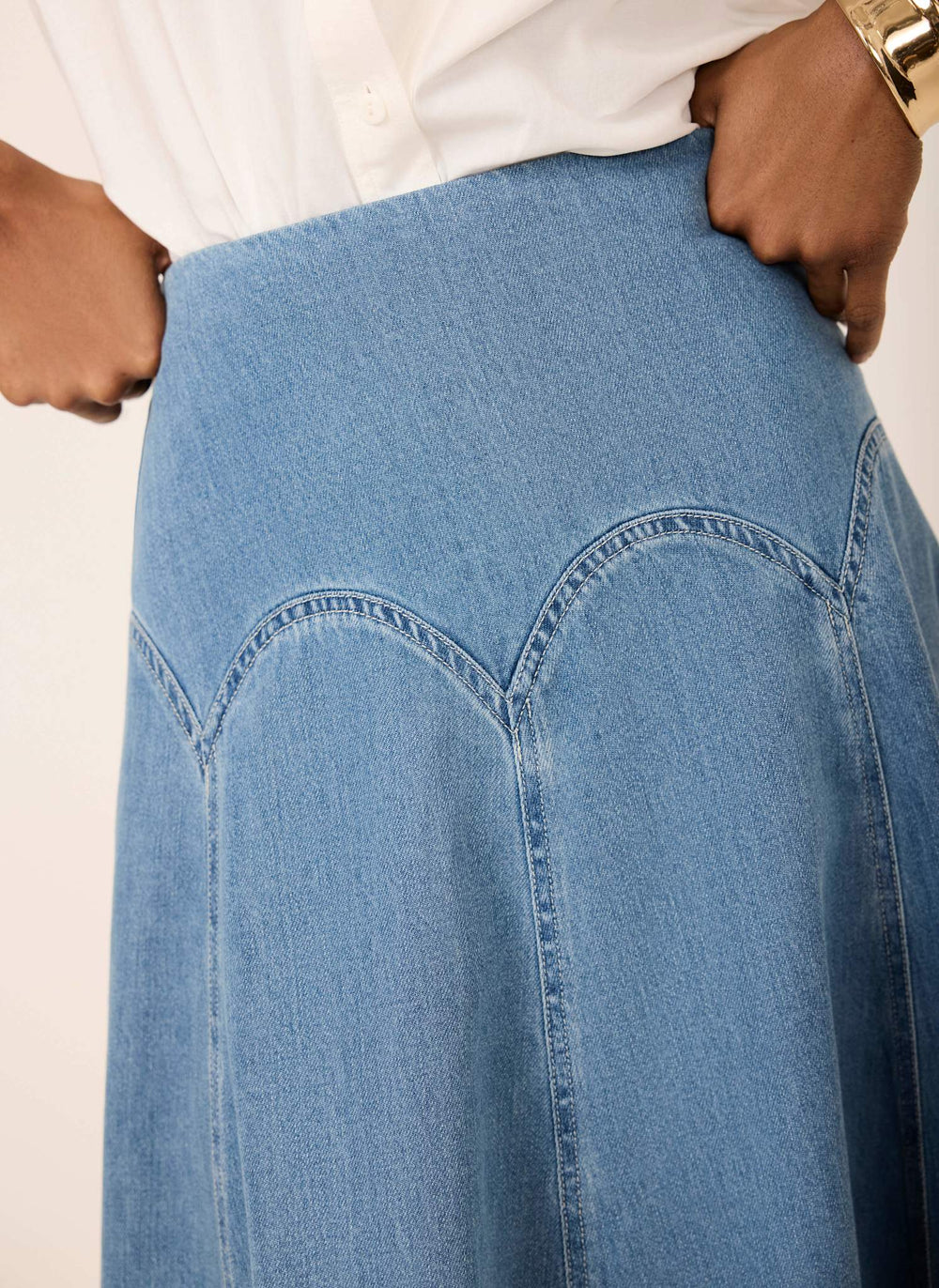 Mid Indigo Denim Midi Skirt