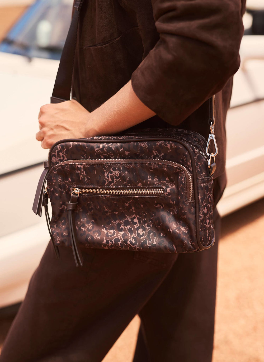 Edie Brown Leopard Print Crossbody Bag