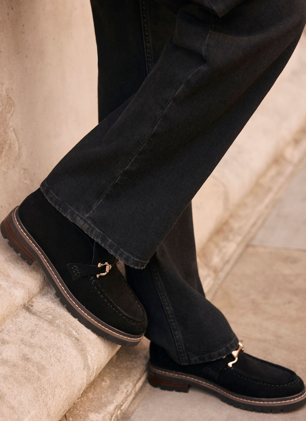 Effie Black Suede Loafer Boots