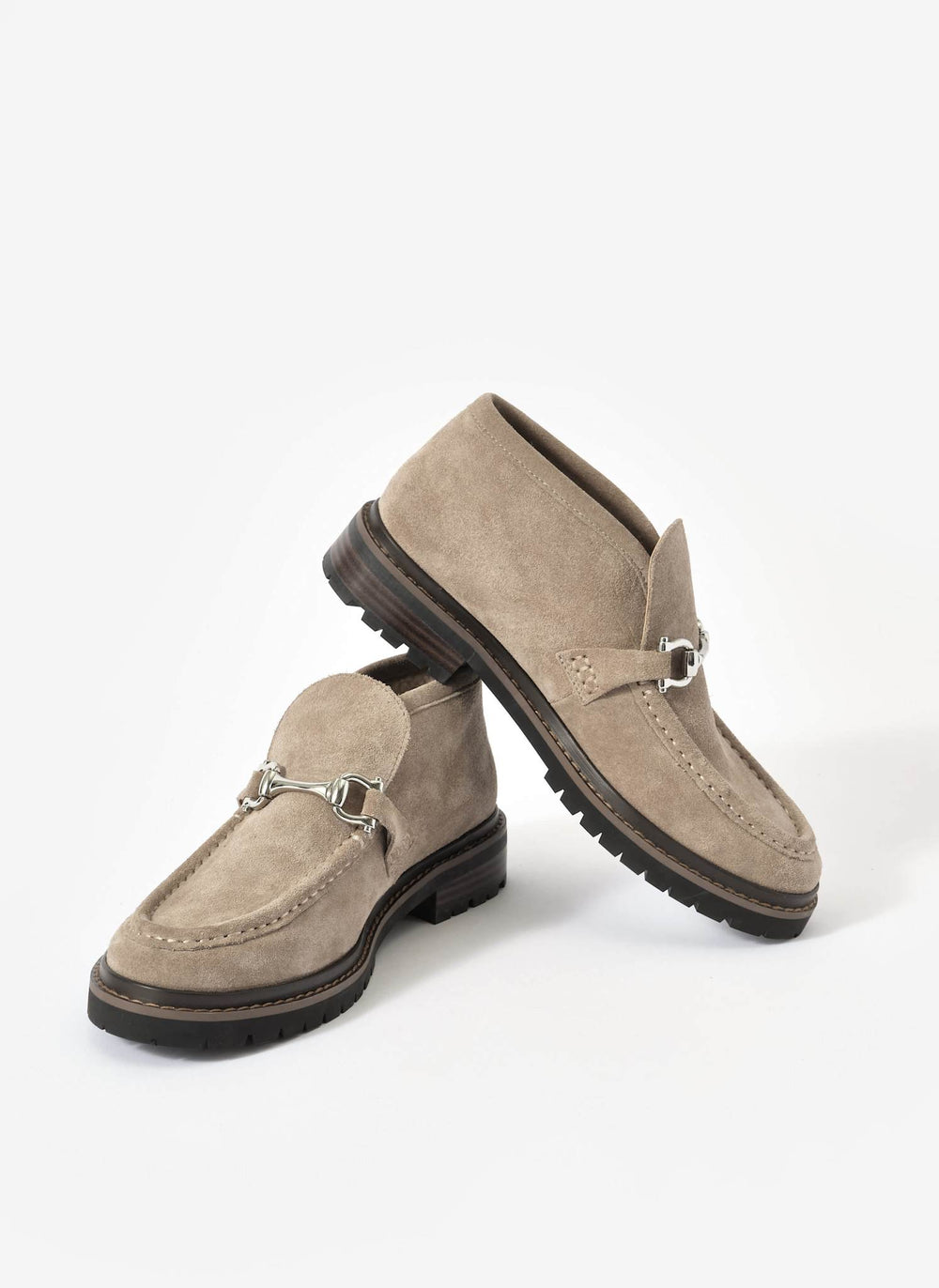 Effie Neutral Suede Loafer Boots