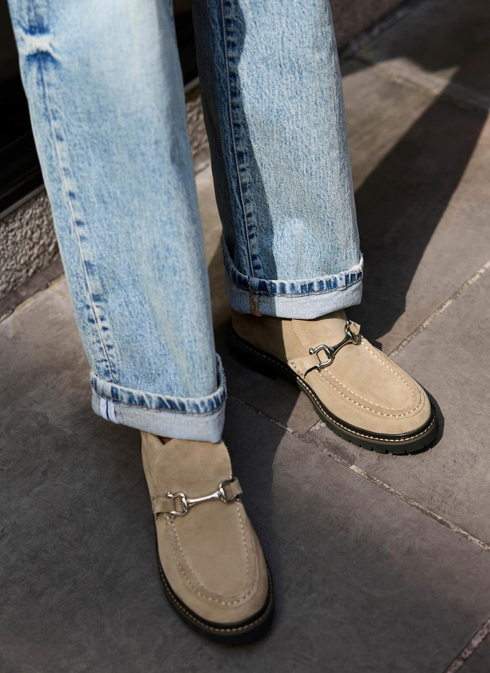 Effie Neutral Suede Loafer Boots