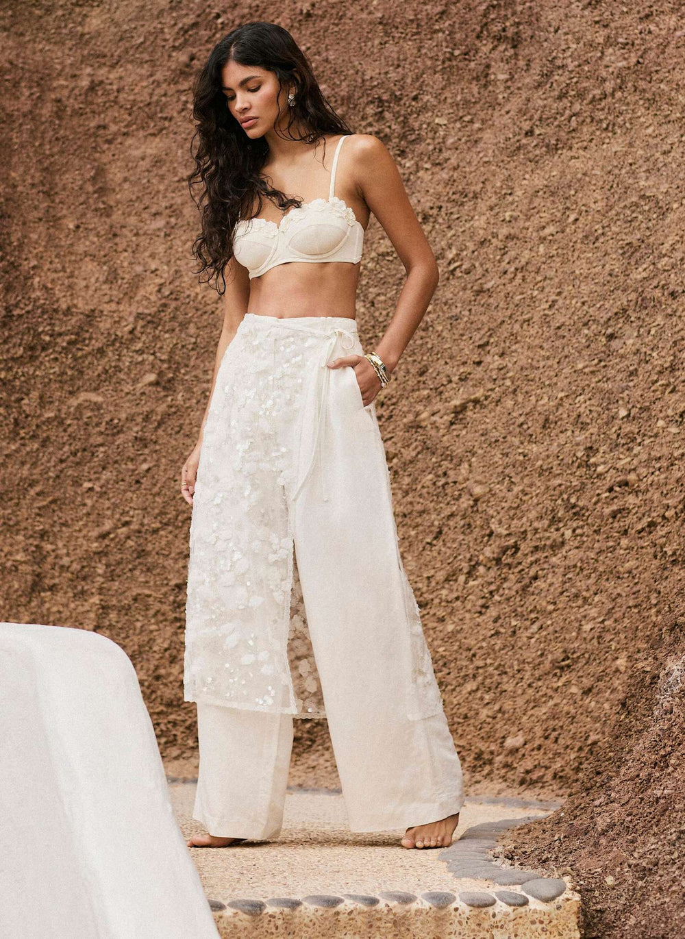 White Embellished Skirt Scarf