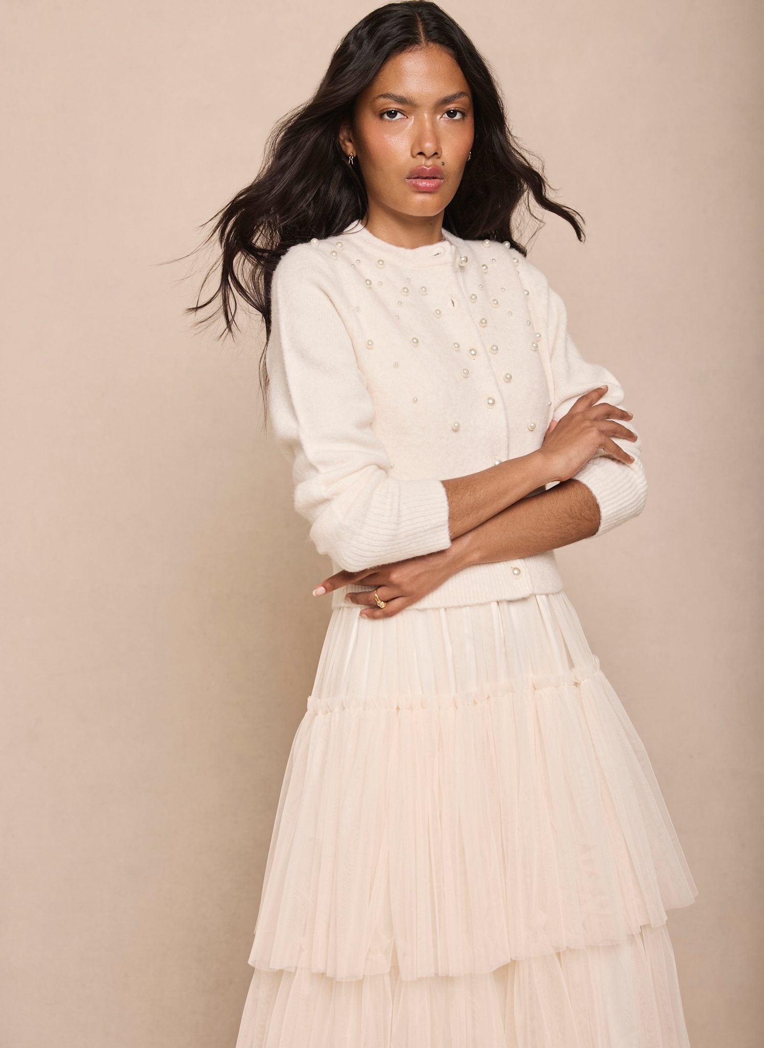 Cream Tulle 2-in-1 Maxi Dress – Mint Velvet