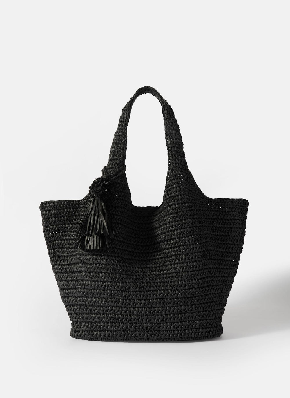 Black Woven Oversized Tote Bag