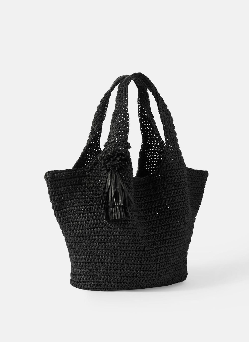 Black Woven Oversized Tote Bag