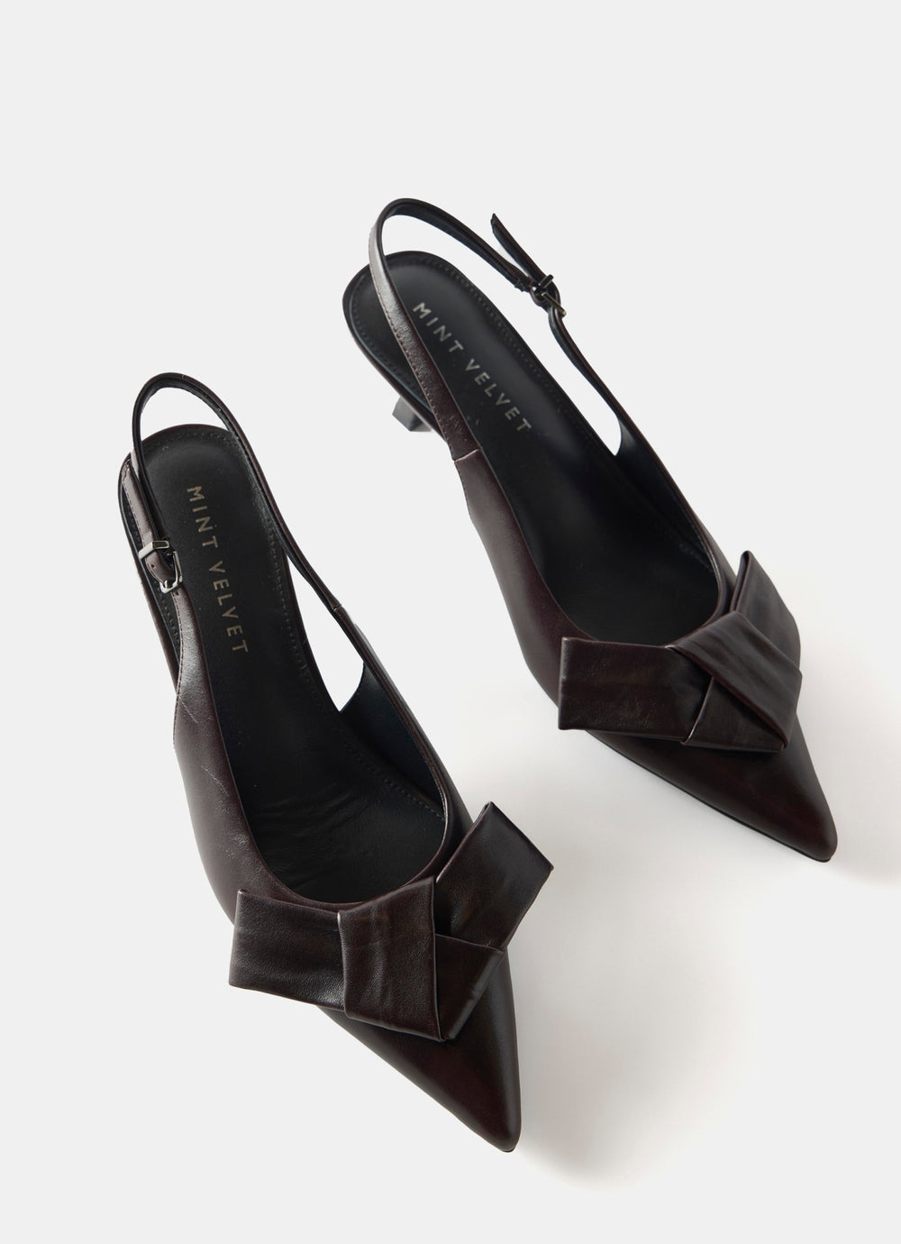 Burgundy Slingback Kitten Heels