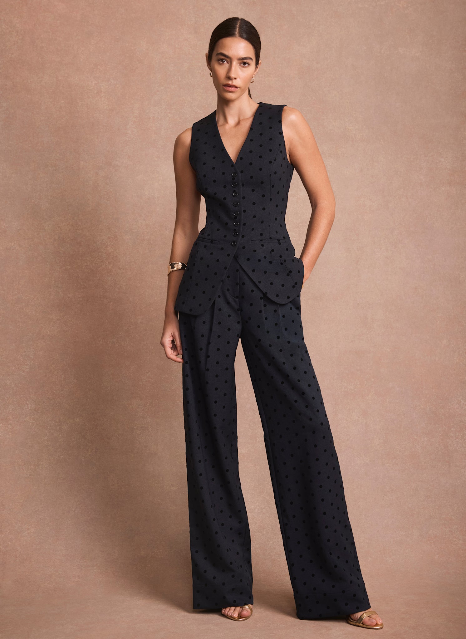 Polka Dot Wide Leg Trousers