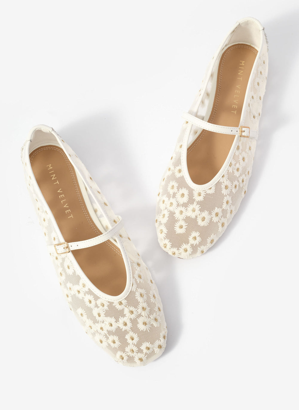 Flora Cream Mesh Ballet Flats