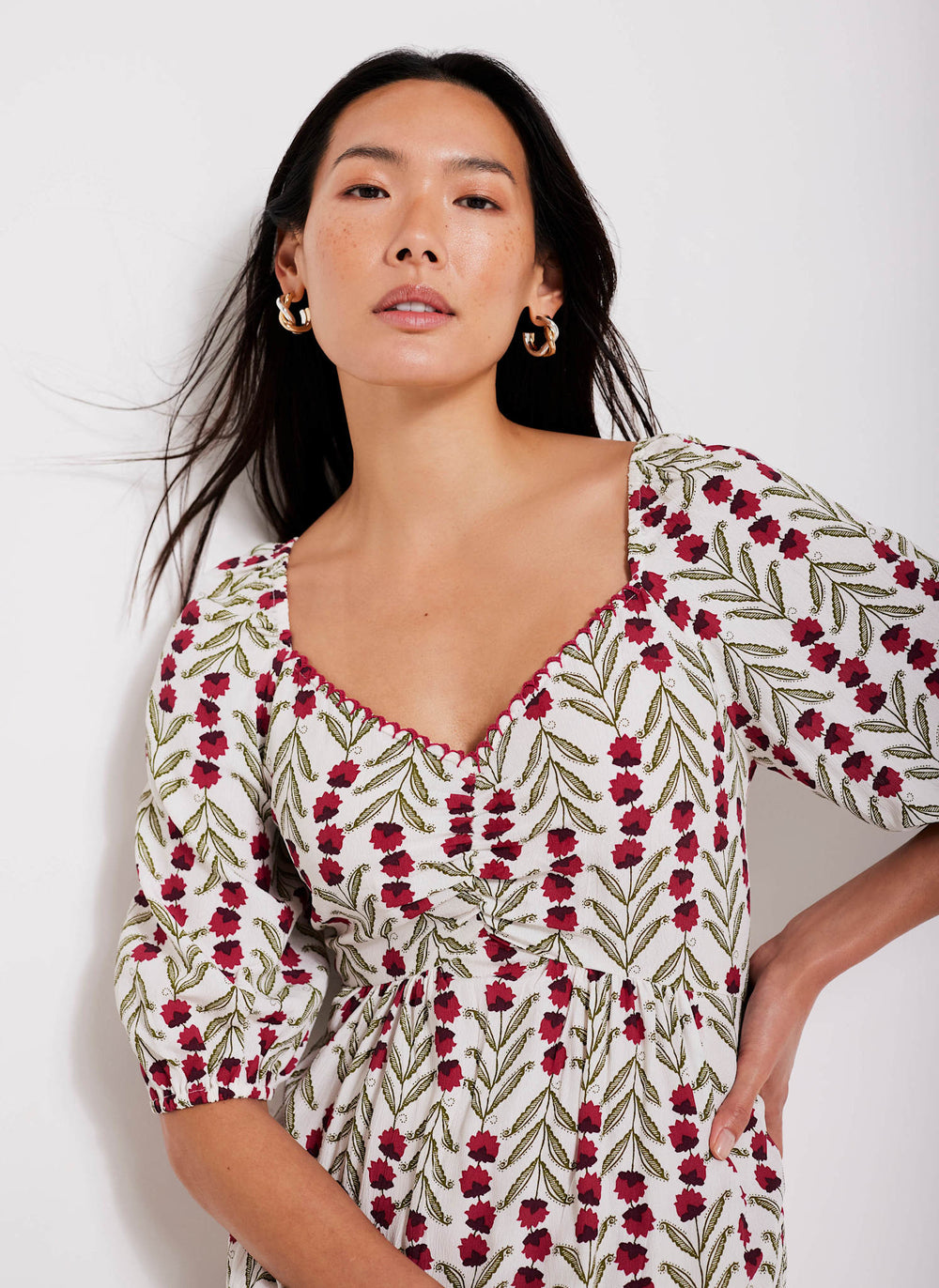 Neutral Floral Print Maxi Dress