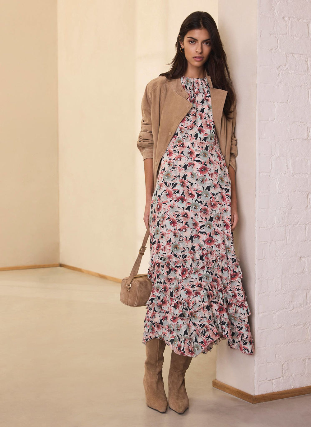 maxi dress mint velvet Mint Velvet Floral Print Maxi Dress | Size 02 | Green | Short Sleeve