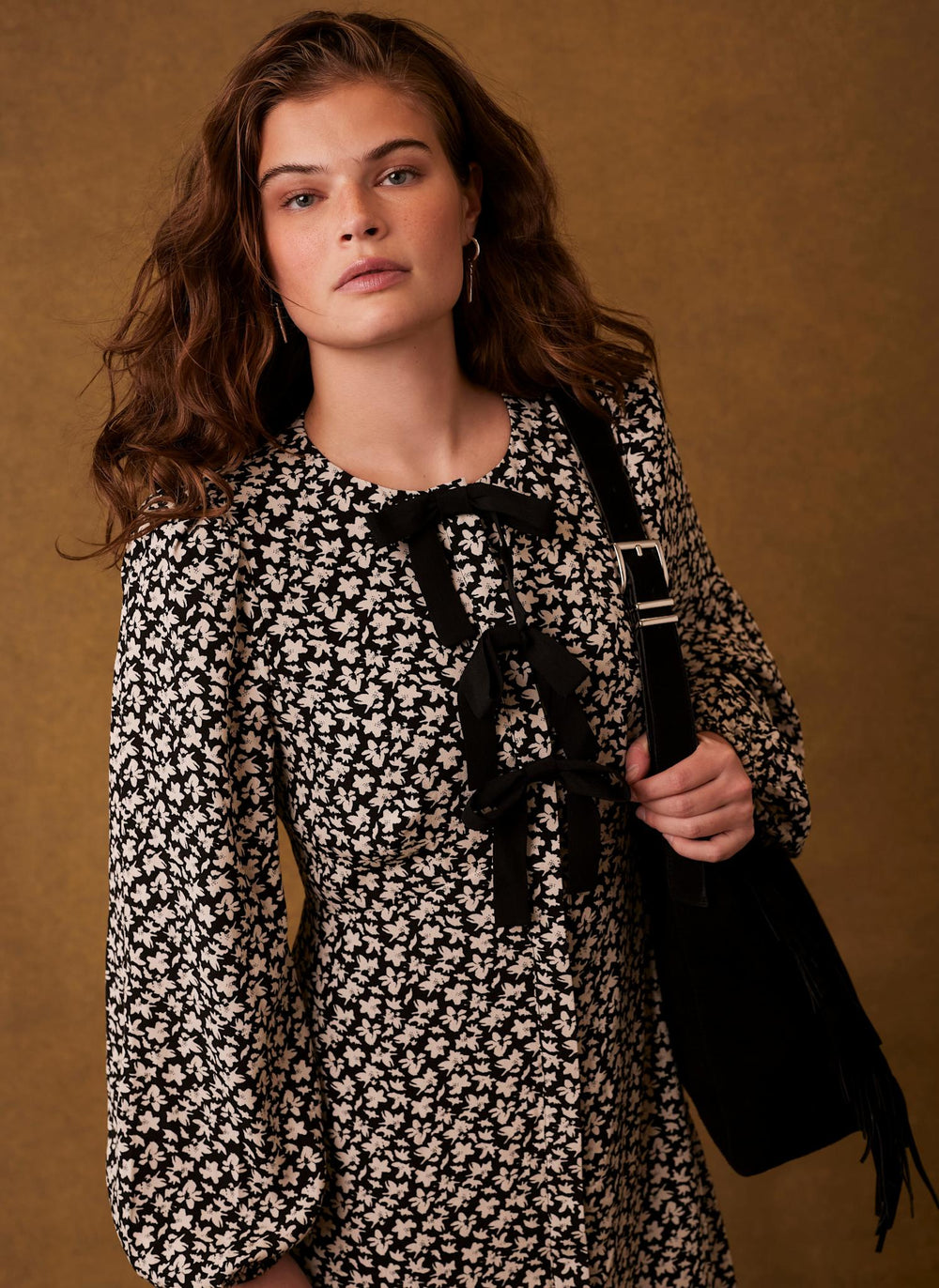 Black Floral Print Midi Dress – Mint Velvet
