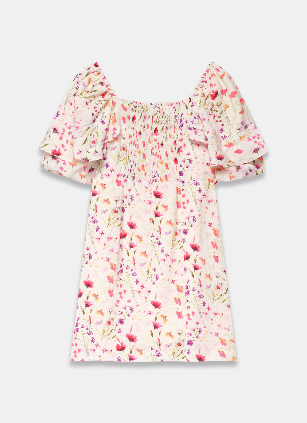 zara pink puff sleeve dress Mint Velvet Pink Floral Print Puff Sleeve Mini Dress | Size 14 | Pink